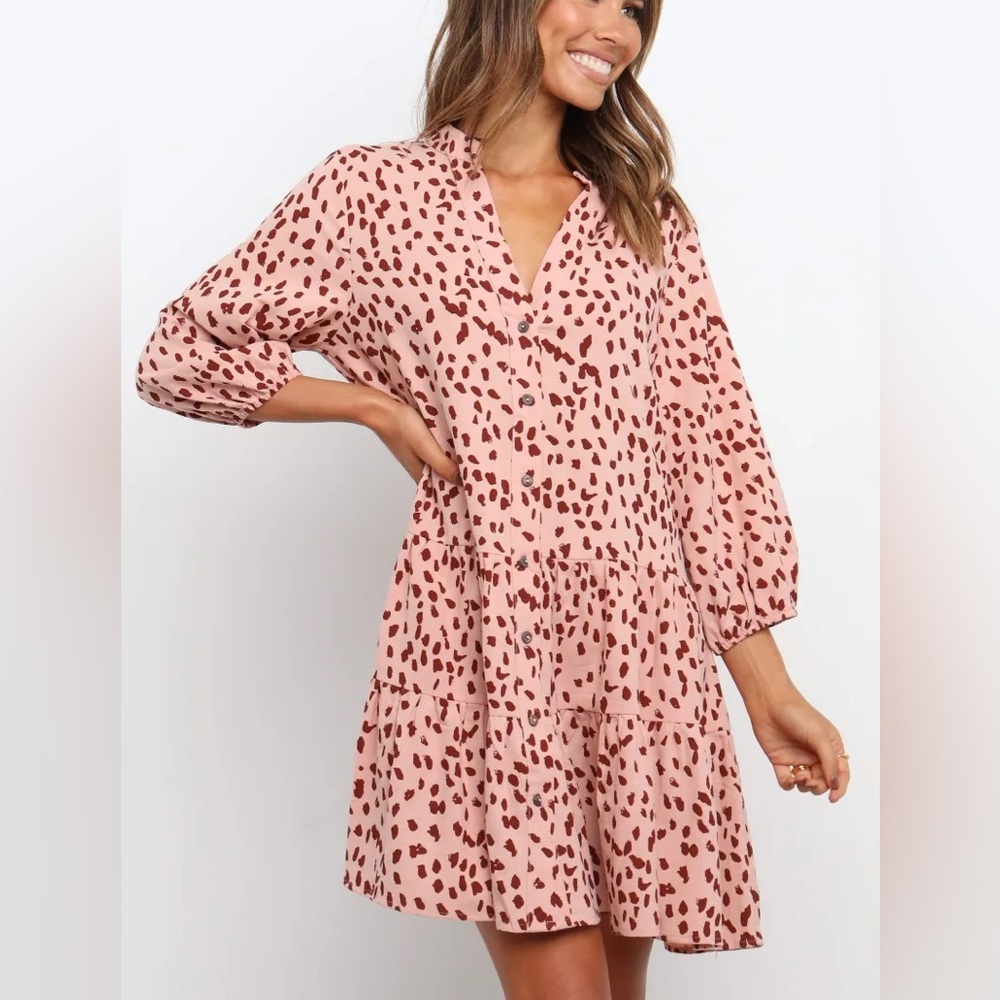 Petal & Pup Animal Print Button Front Tiered Dress
